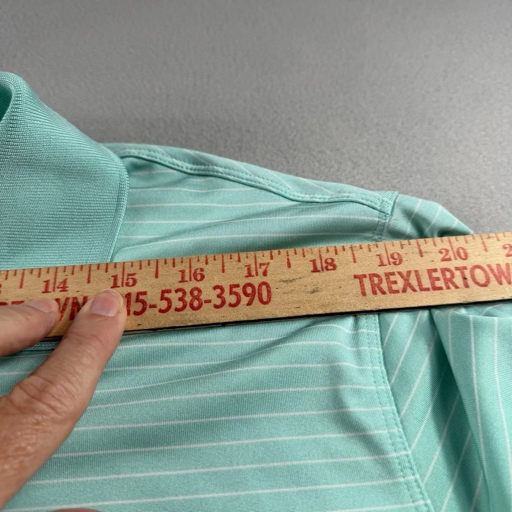 Nike Golf Dri Fit Polo Shirt Mens XL Green Striped Performance Short‎ Sleeve